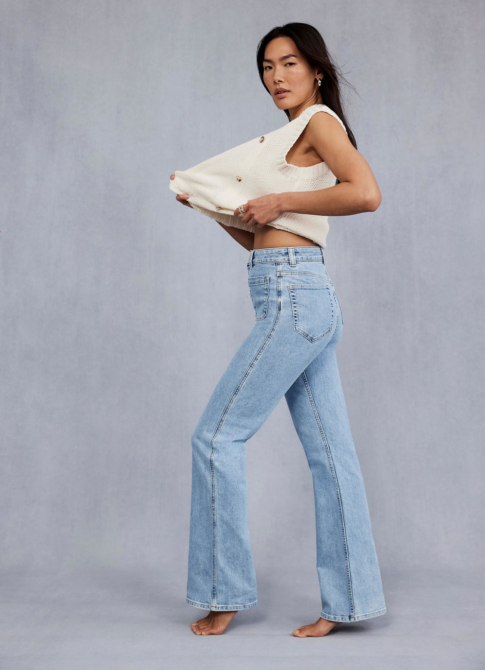 Light Indigo Relaxed Bootcut Patch Pocket Jeans