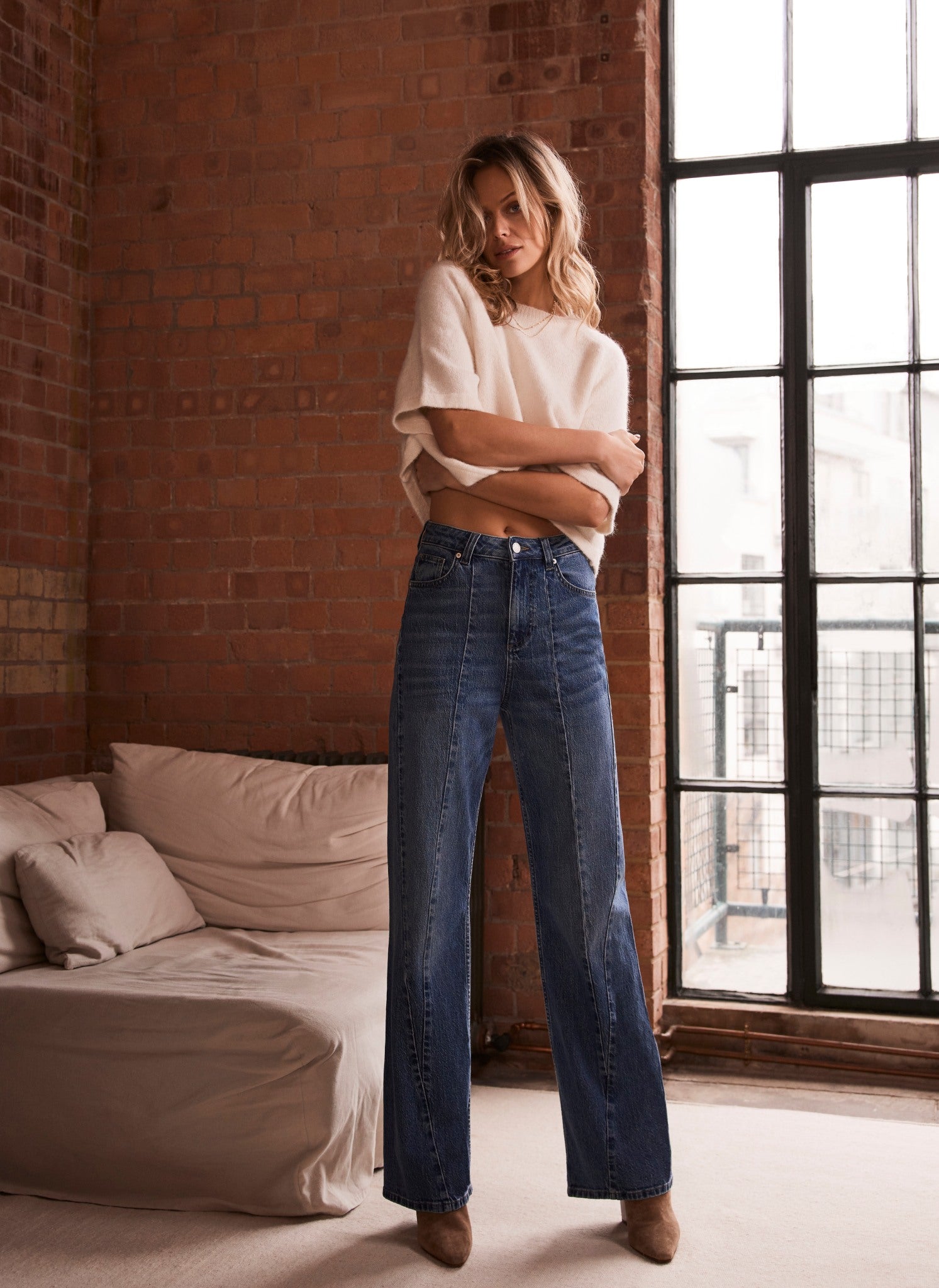 Seam Detail Classic Wide Leg Jeans - Retro, Indie and Unique Fashion