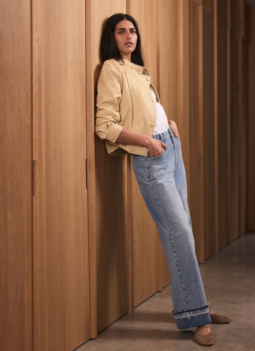 Mid Indigo Turn Up Wide Jeans