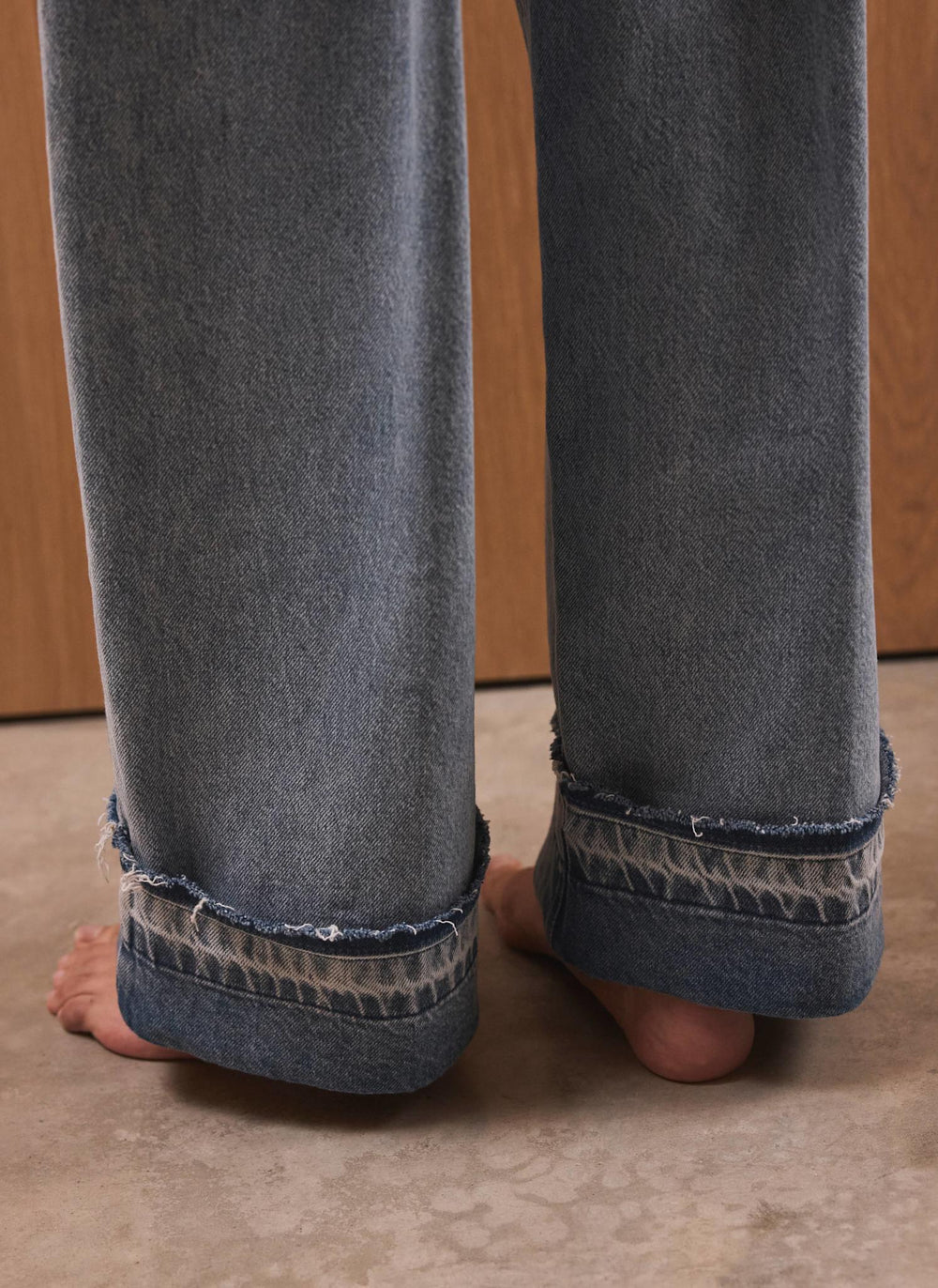 Mid Indigo Turn Up Wide Jeans