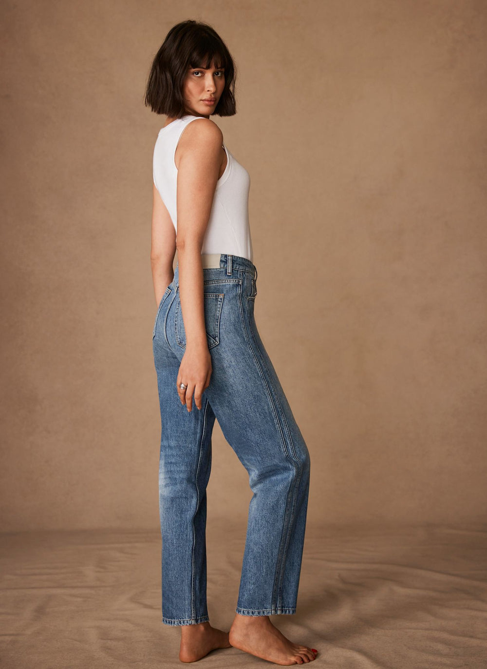 Mid Indigo Relaxed Tapered Boyfriend Jeans