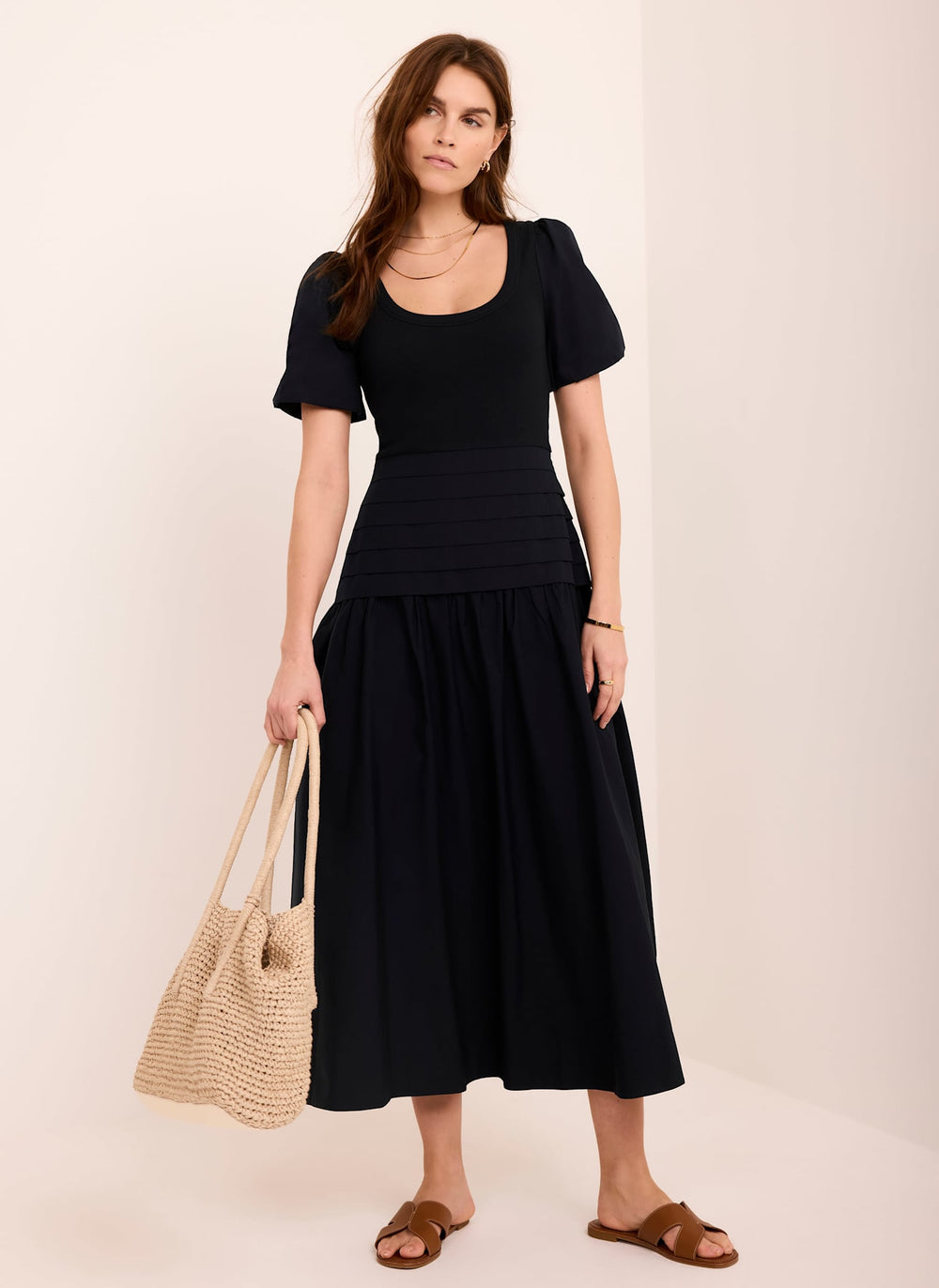 Navy Cotton Blend Maxi Dress