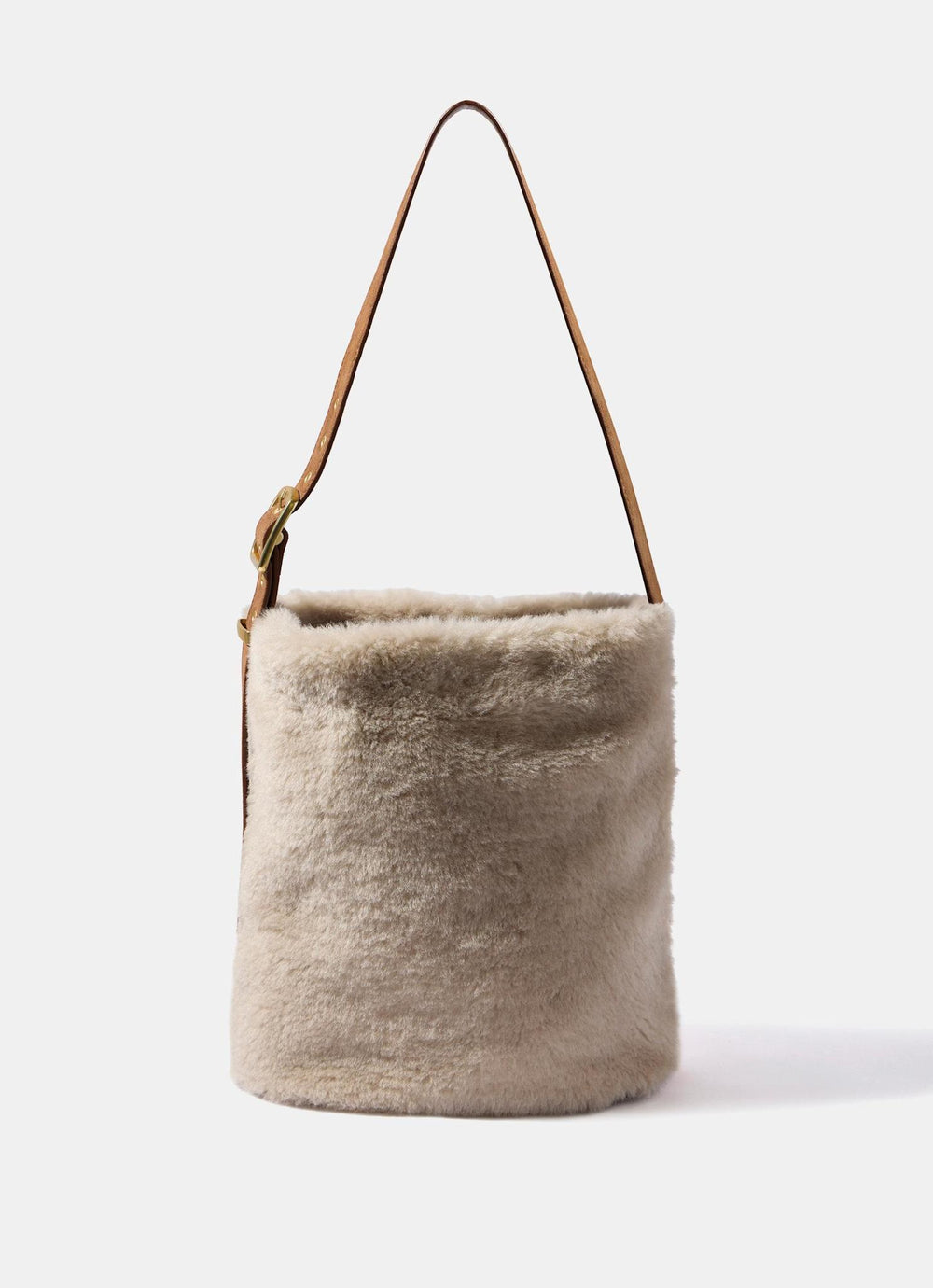 Isla Neutral Faux Fur Bucket Bag