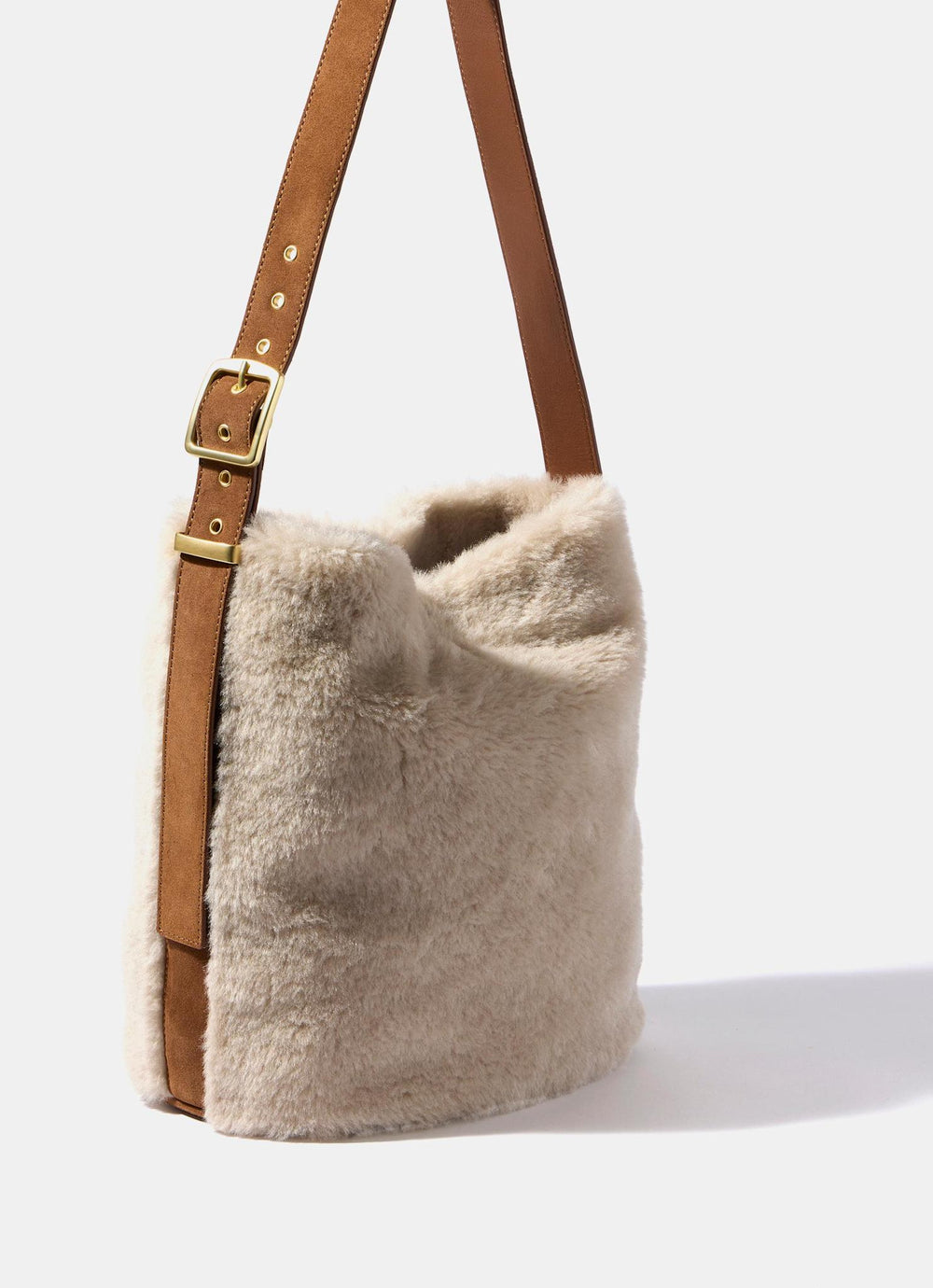 Isla Neutral Faux Fur Bucket Bag