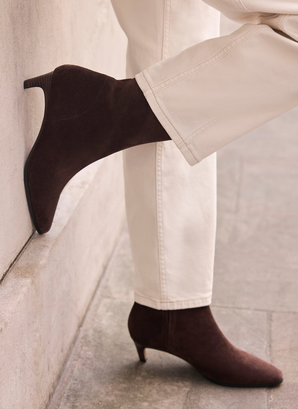 Issy Brown Suede Kitten Heel Ankle Boots