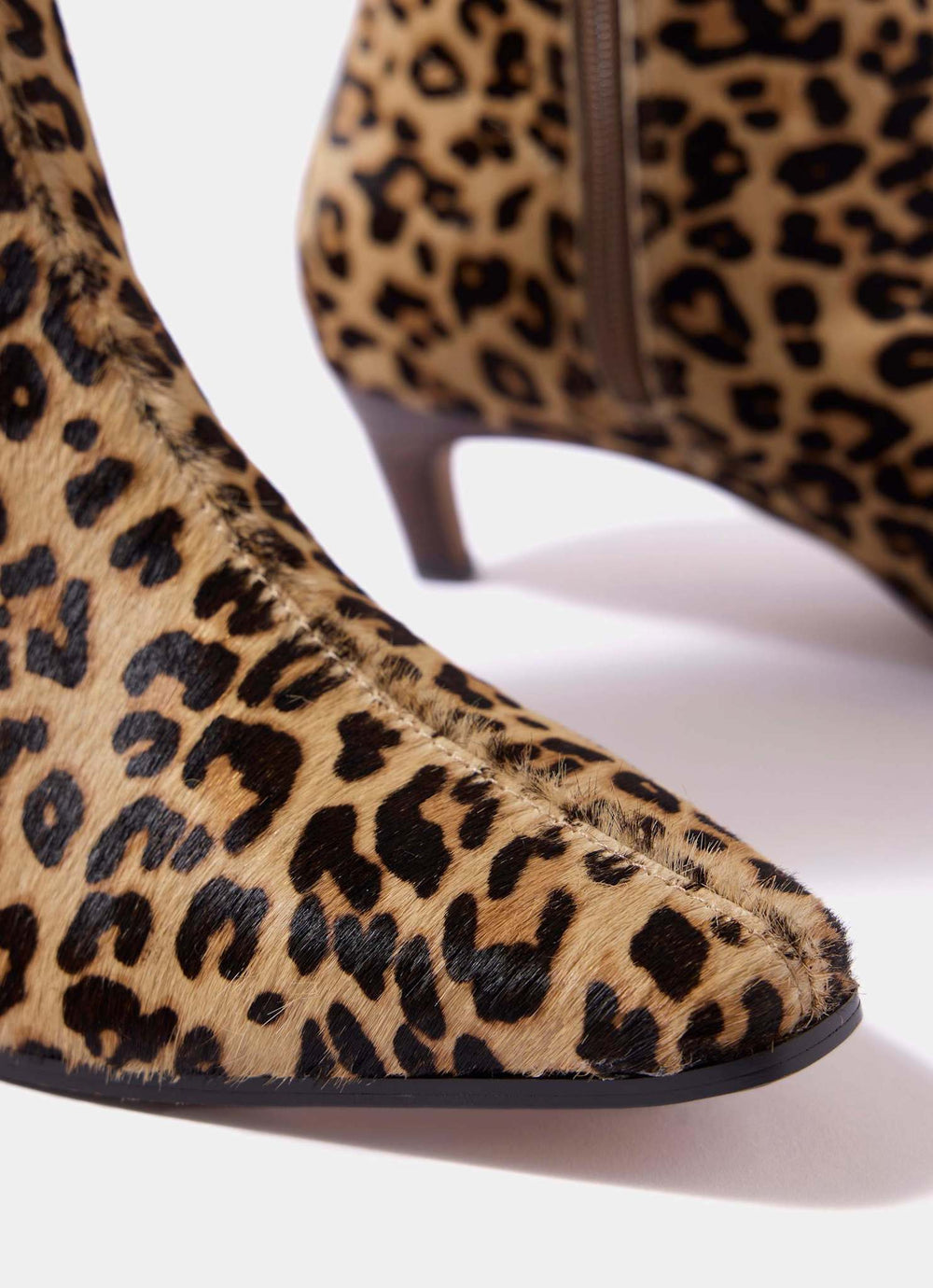 Issy Leopard Print Textured Leather Ankle Boots