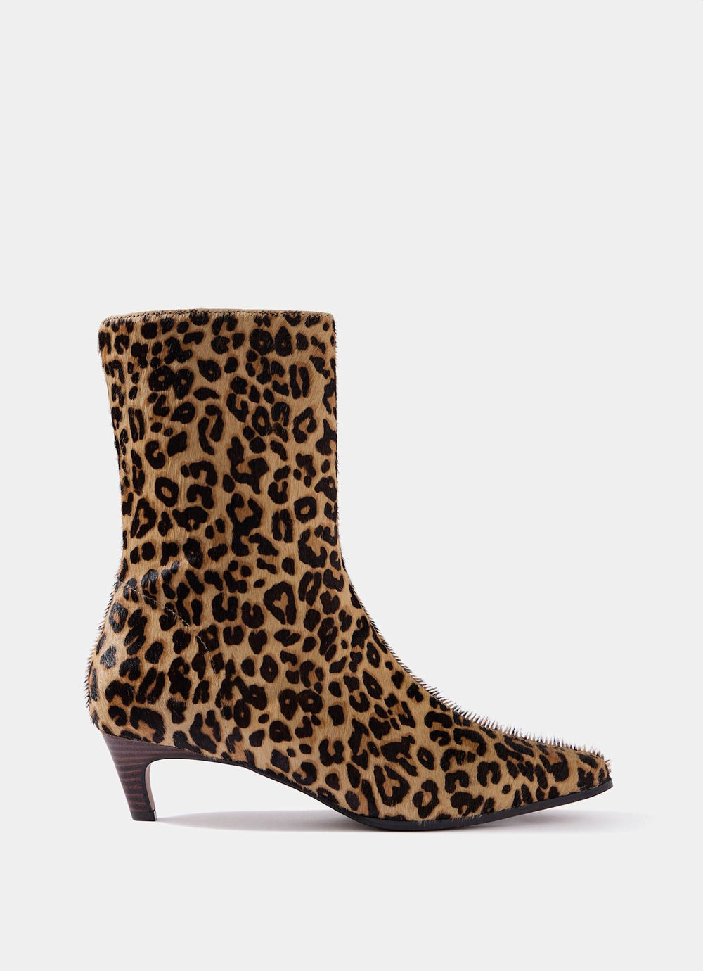 Issy Leopard Print Textured Leather Ankle Boots