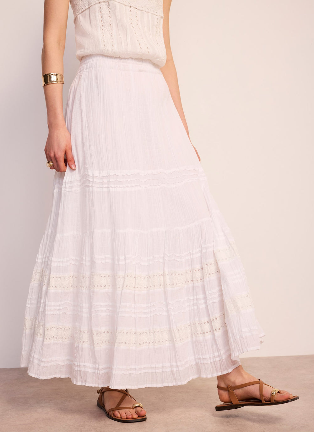 White Cotton Maxi Skirt