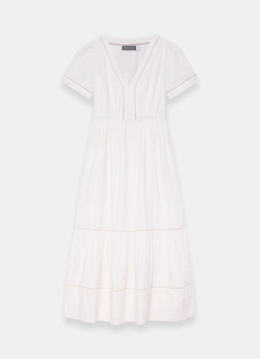 White Cotton Cheesecloth Midi Dress – Mint Velvet