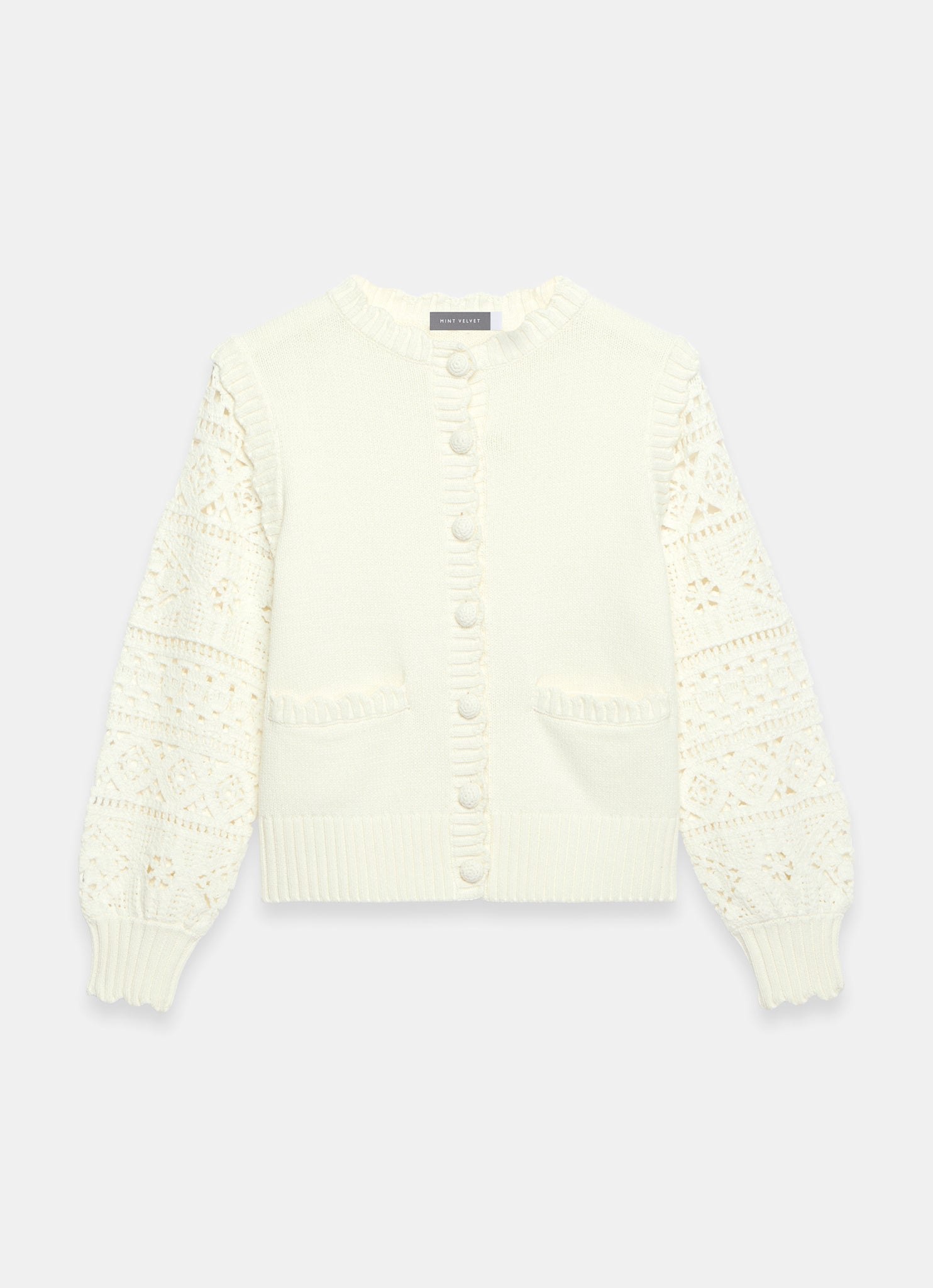 Cream Cotton Blend Crochet Cardigan – Mint Velvet