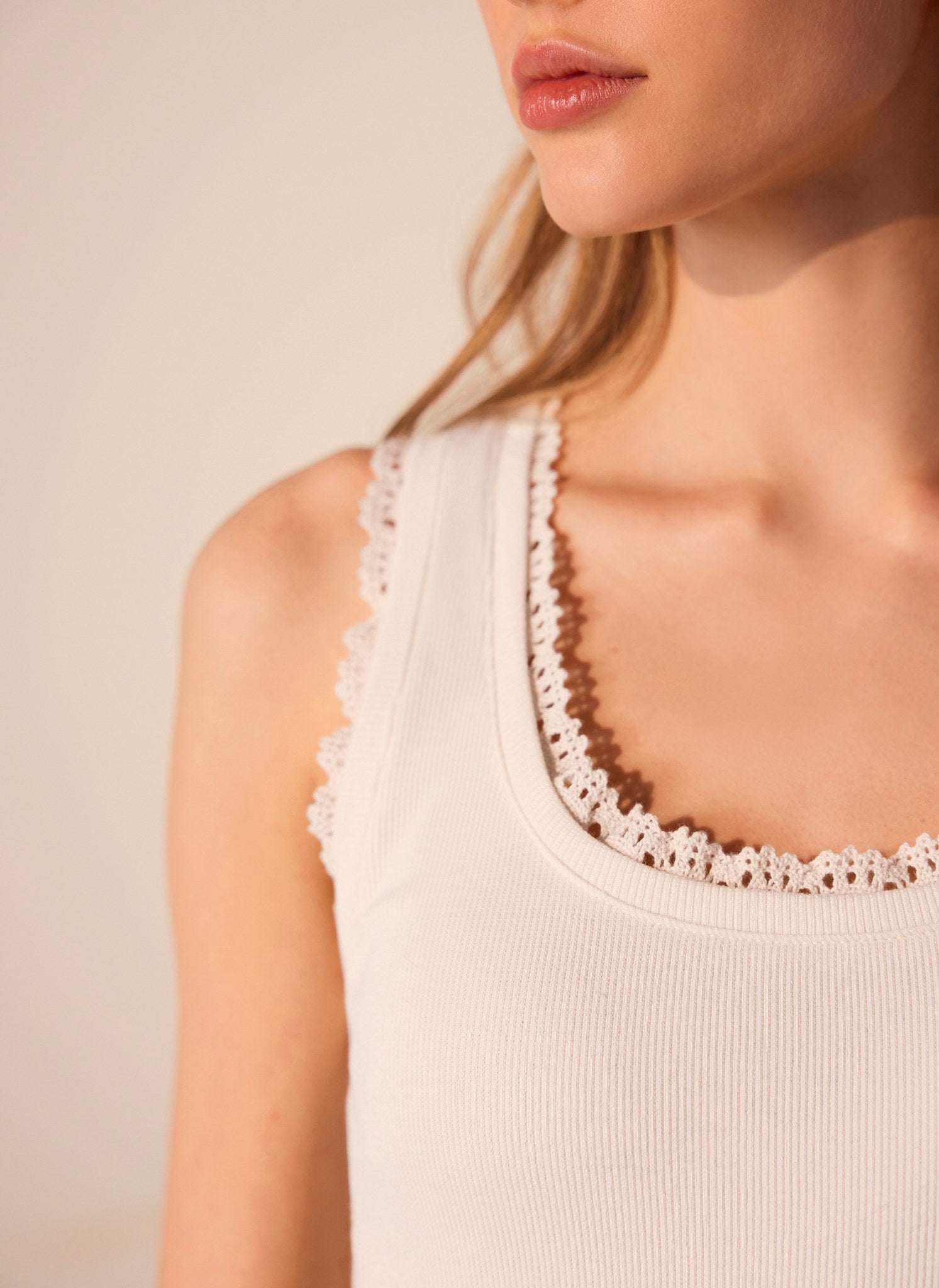 White Crochet Trim Vest Top – Mint Velvet