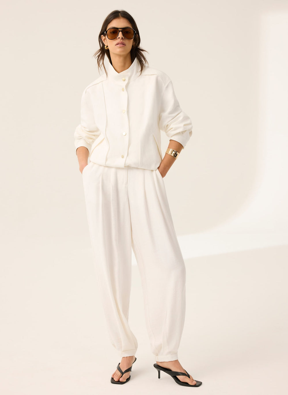 White Soft Balloon Trousers