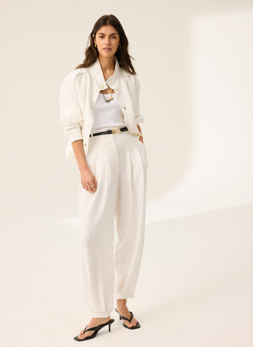 White Soft Balloon Trousers