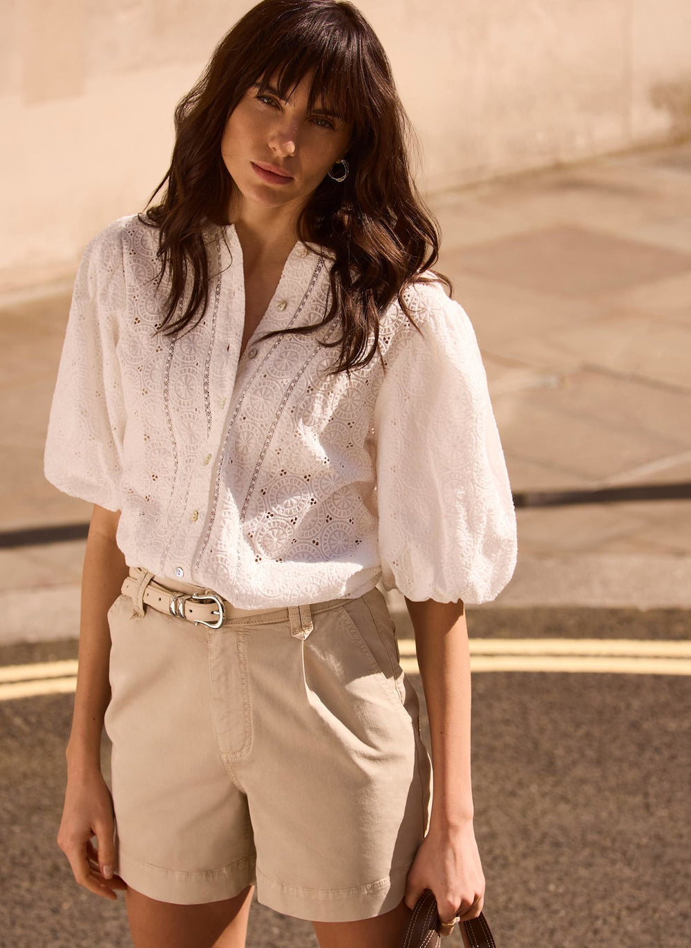White Cotton Puff Sleeve Blouse
