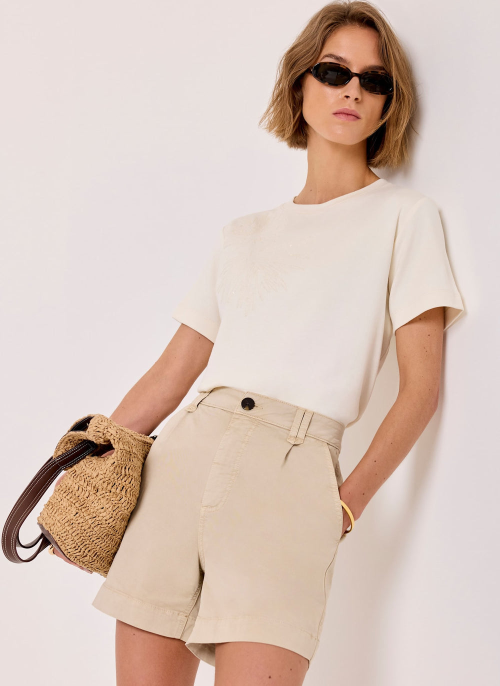 White Cotton Embellished T-Shirt