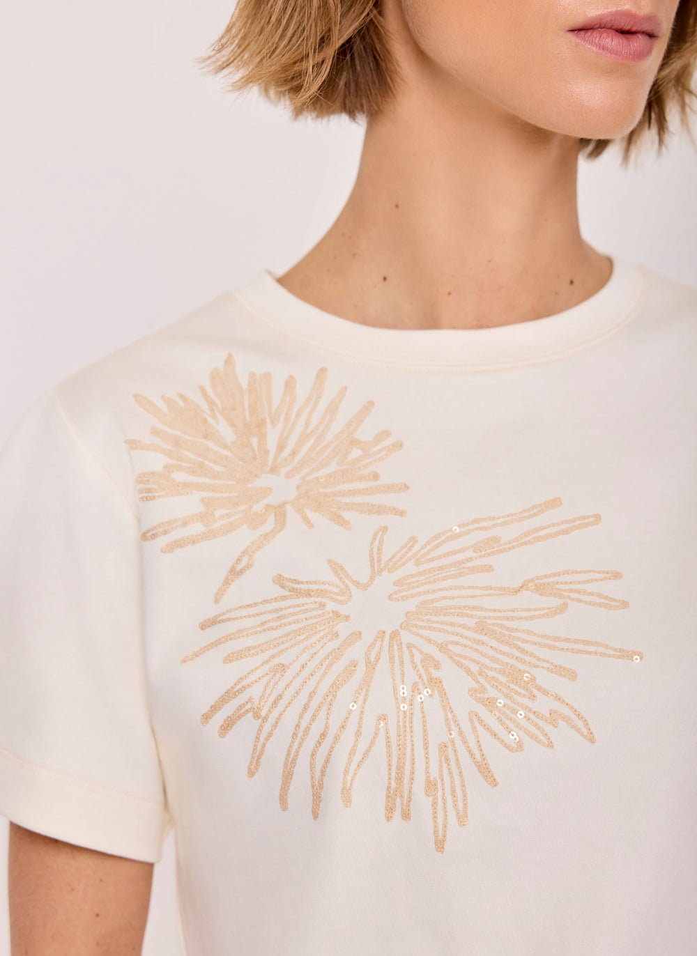 White Cotton Embellished T-Shirt