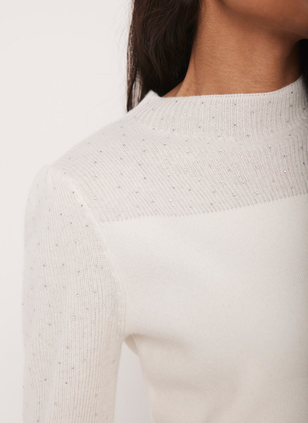 Cream Embellished Wool Blend Knit