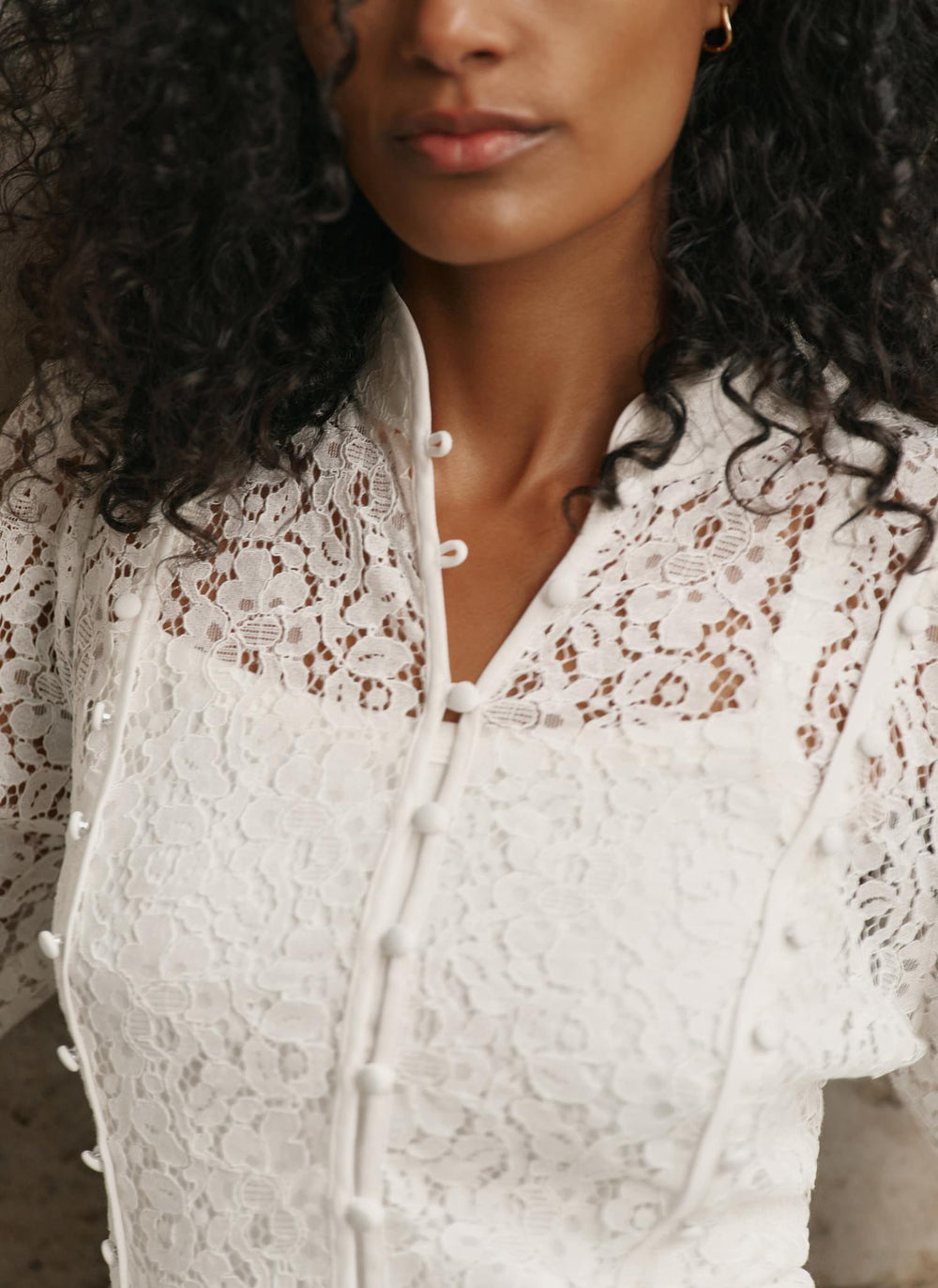 White Lace Military Blouse