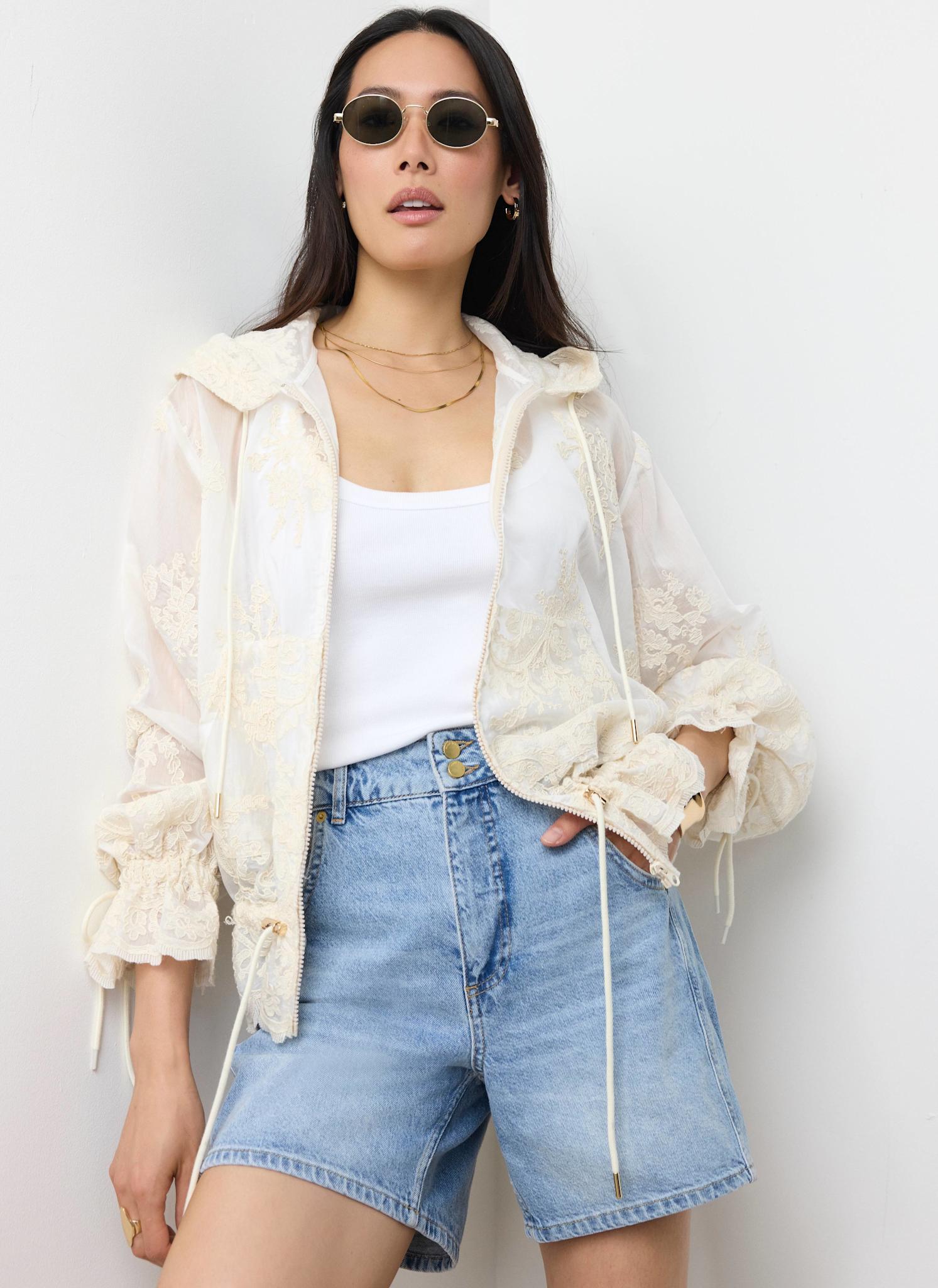 Cream Lace Hooded Jacket – Mint Velvet