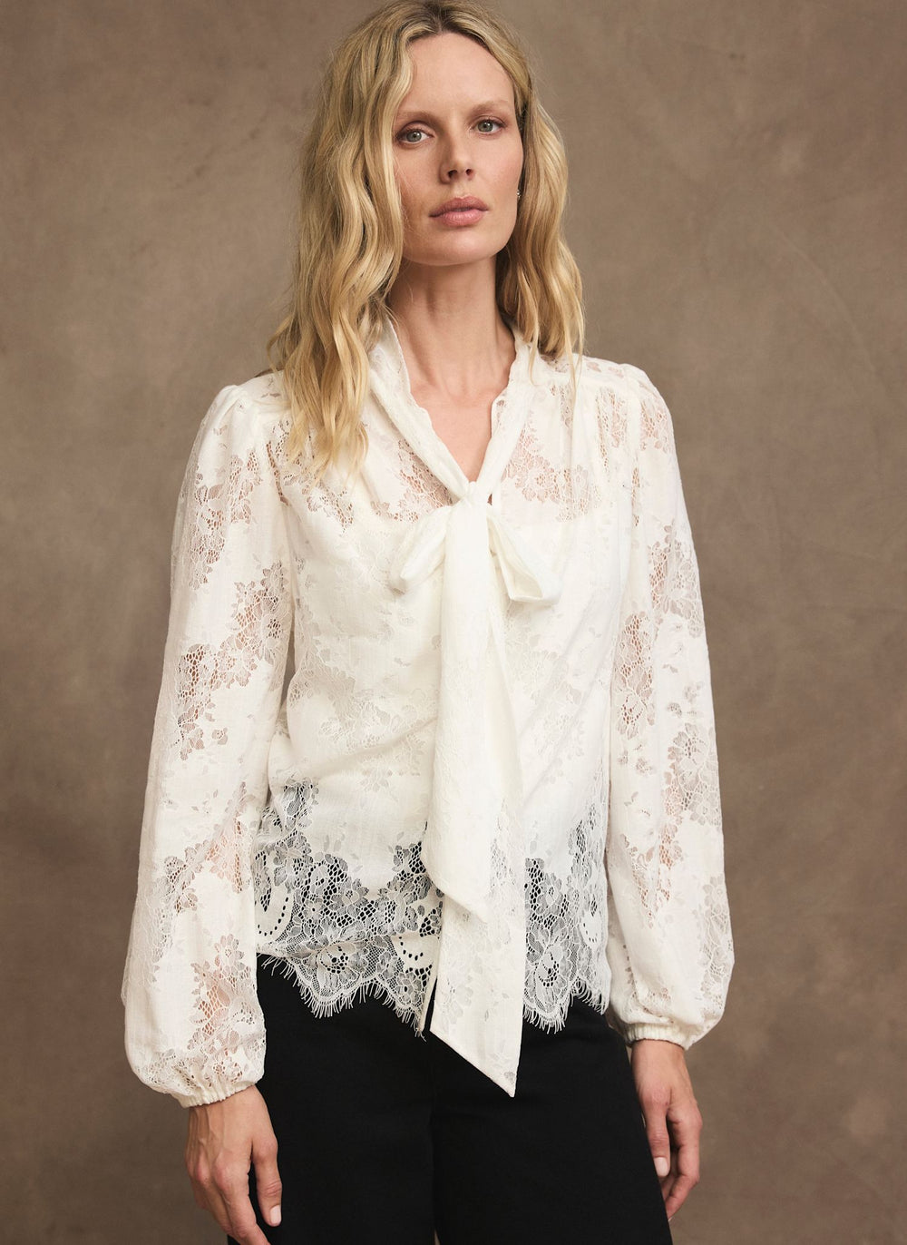 White Lace Pussybow Blouse