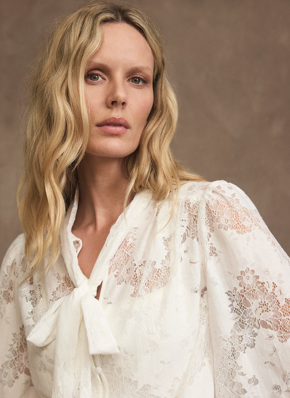White Lace Pussybow Blouse