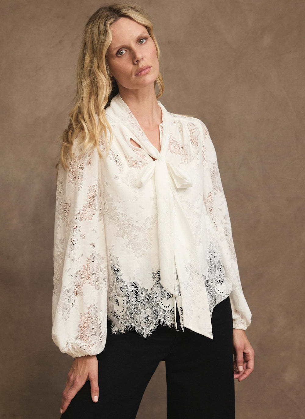 White Lace Pussybow Blouse