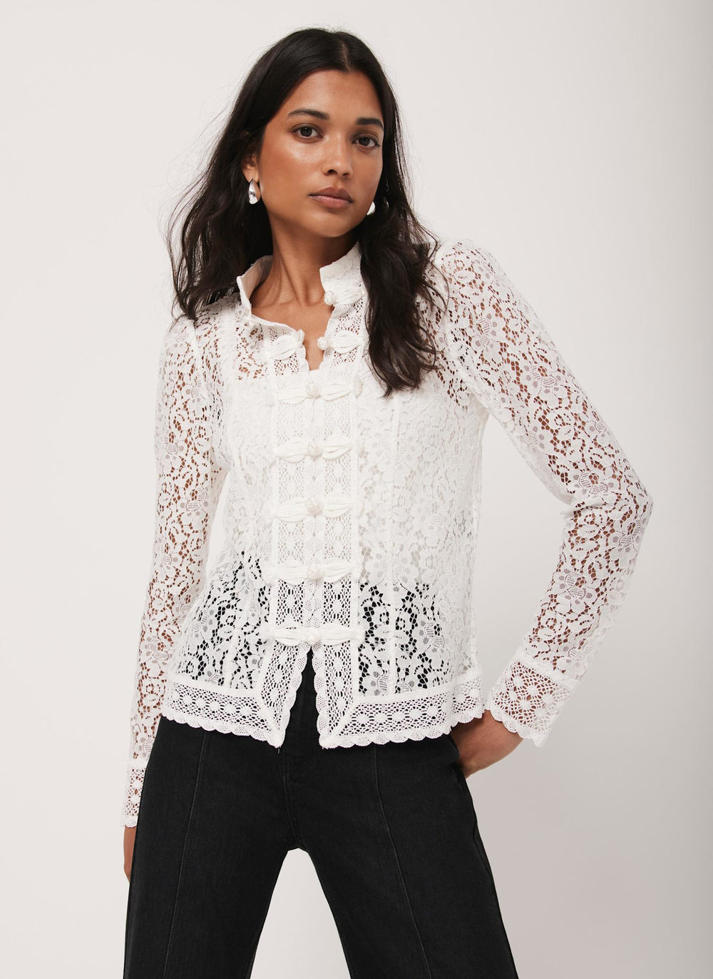 White Lace Scallop Trim Top – Mint Velvet