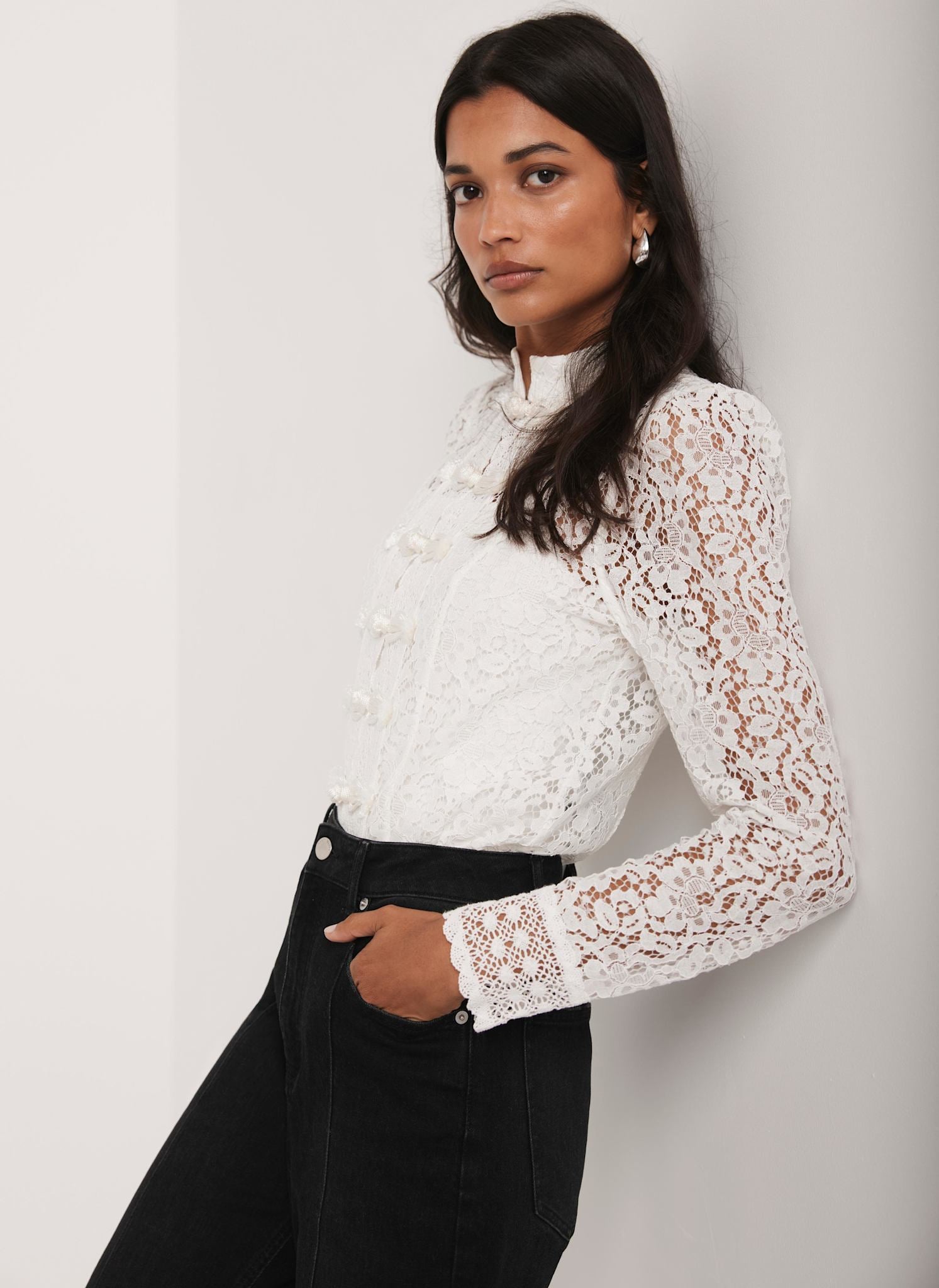 White Lace Scallop Trim Top – Mint Velvet