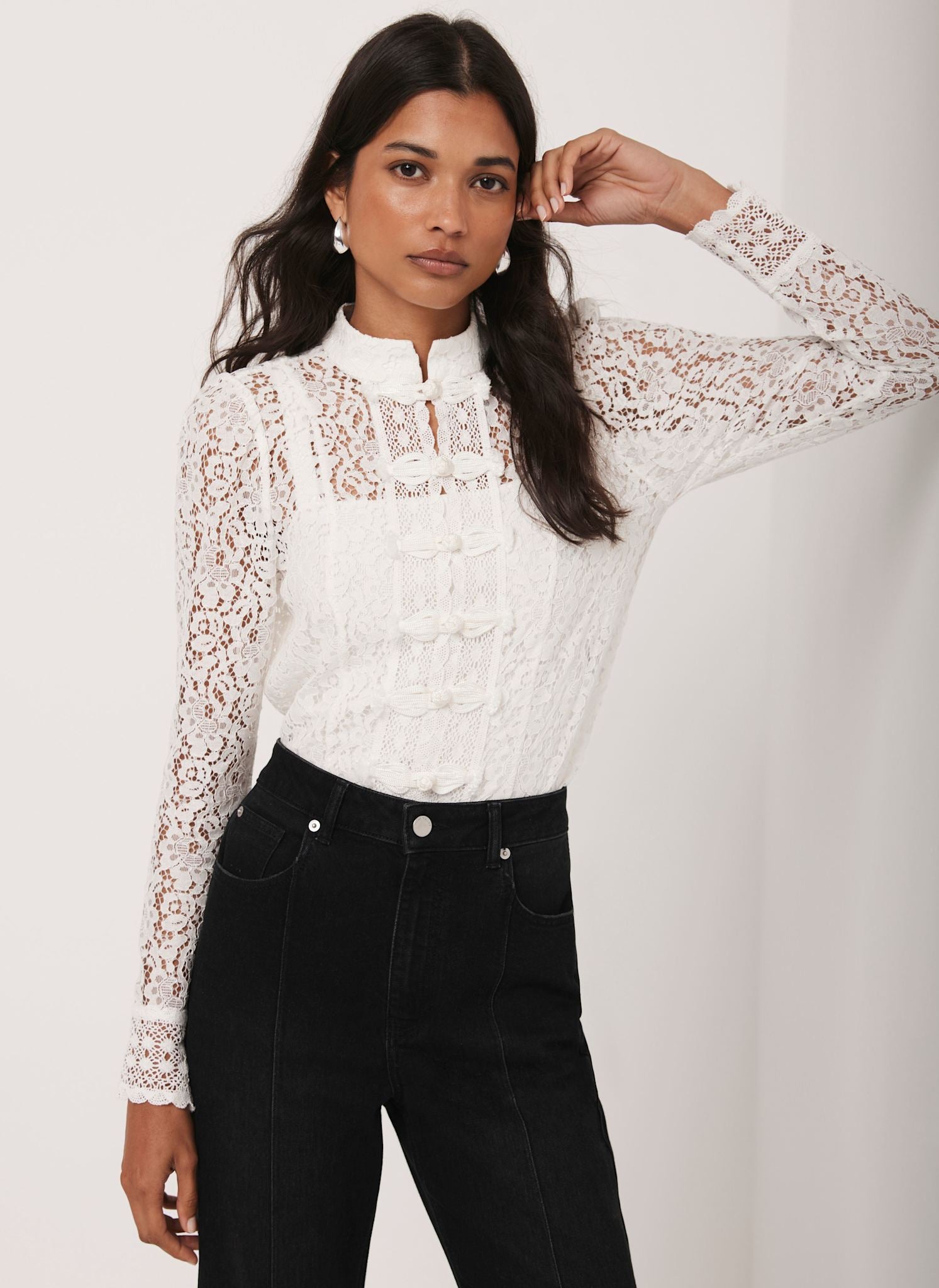 White Lace Scallop Trim Top – Mint Velvet