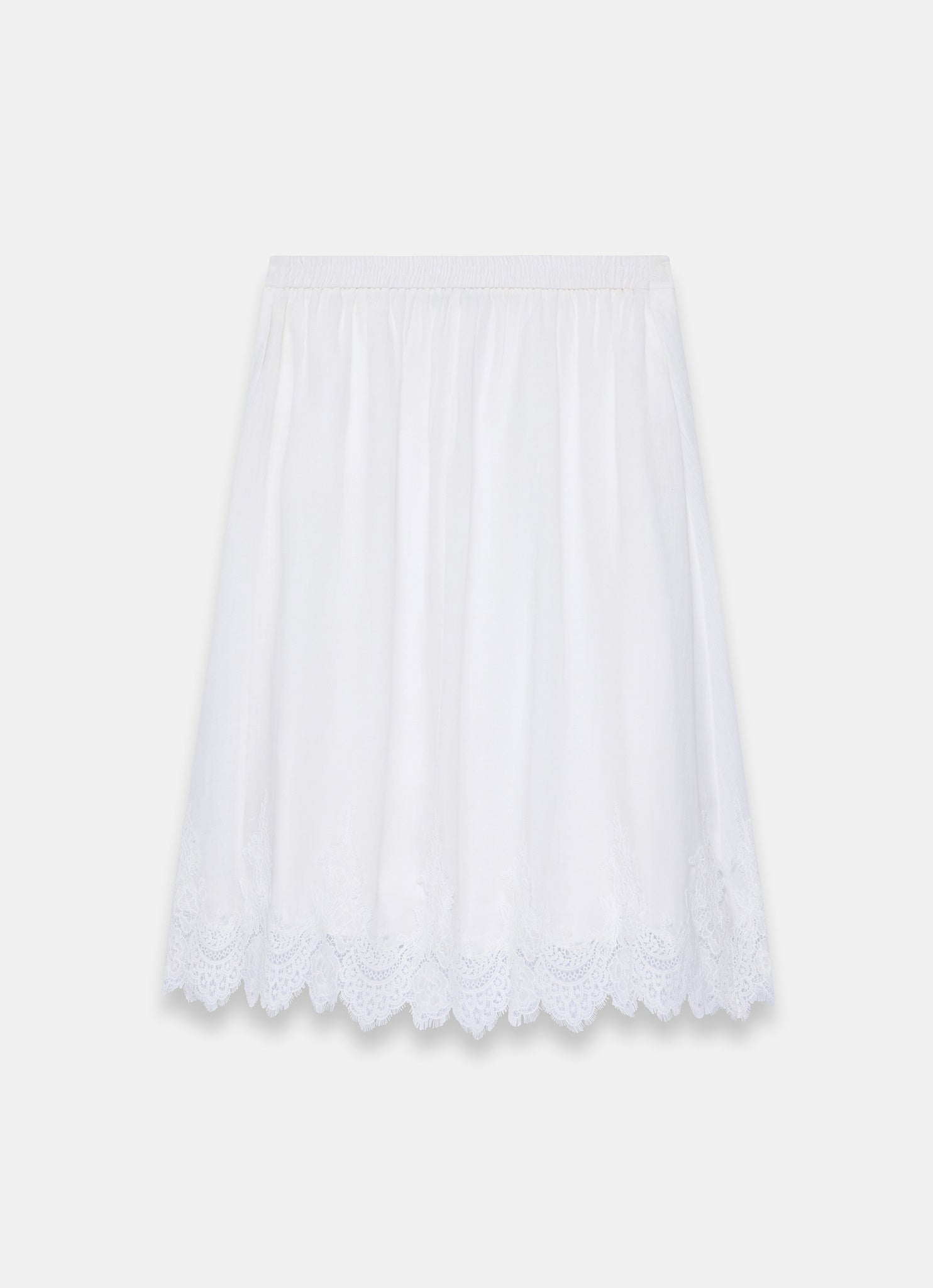 White Ramie Lace Trim Midi Skirt – Mint Velvet