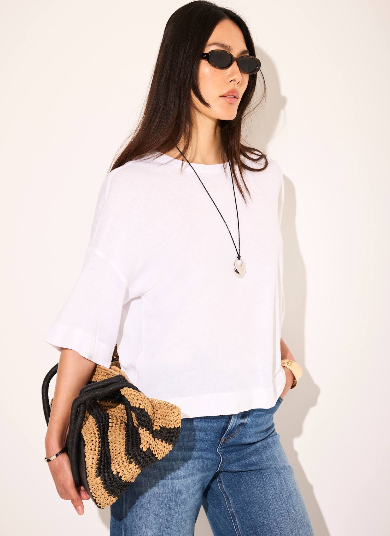 White Linen Blend Boxy T Shirt – Mint Velvet
