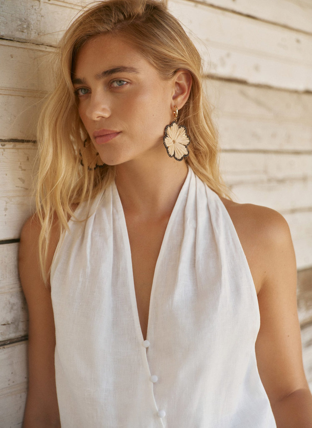 White Linen Halter Top