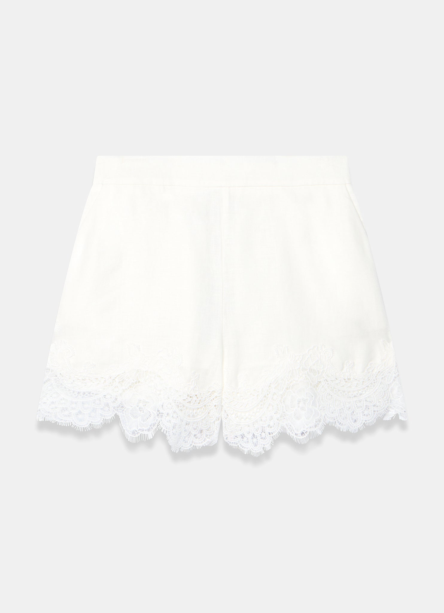 White Linen Lace Trim Shorts – Mint Velvet