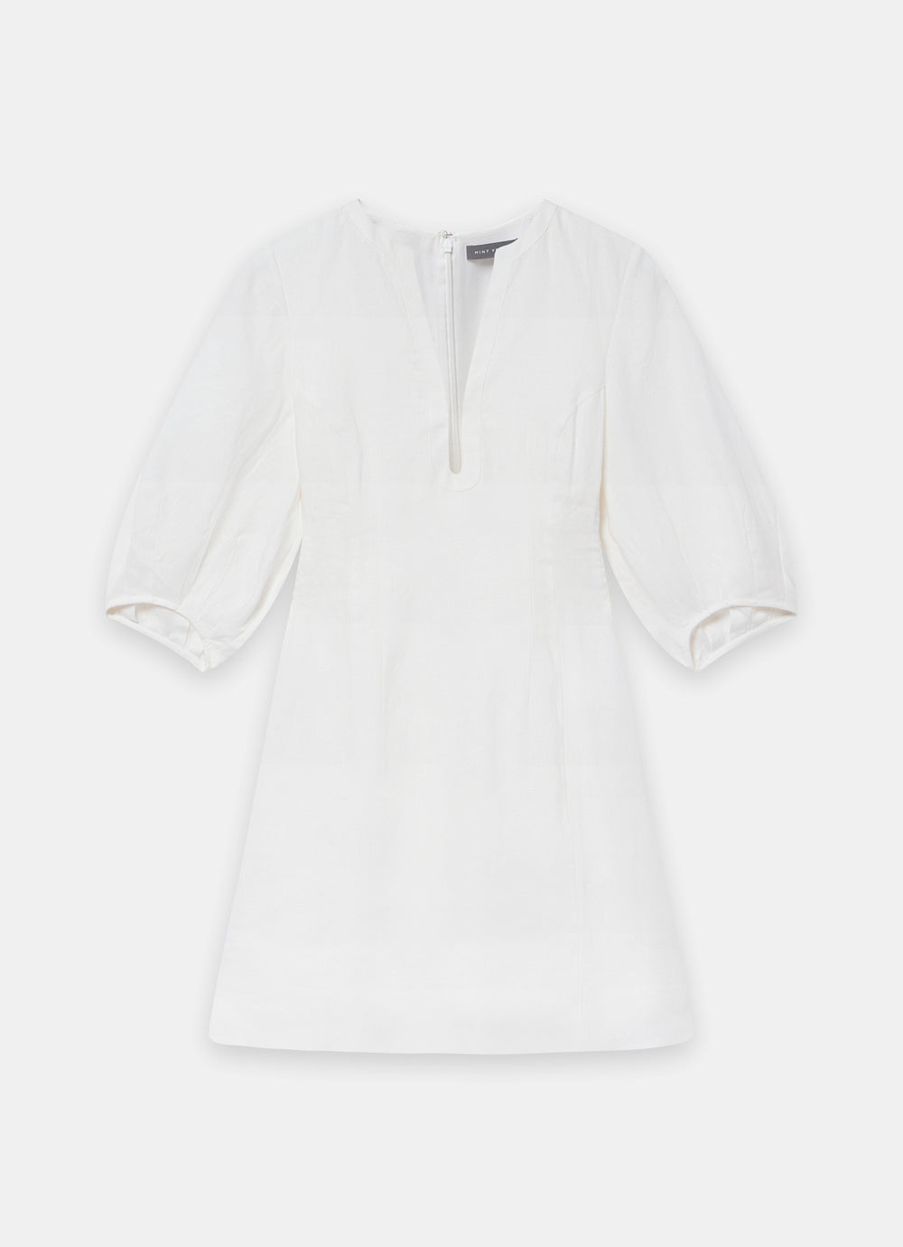 White Linen Puff Sleeve Mini Dress – Mint Velvet