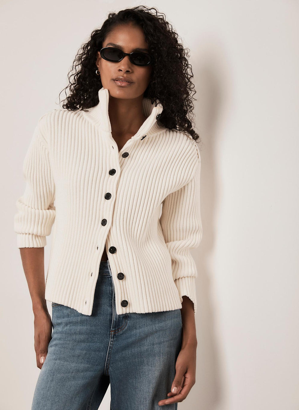 White Ribbed Knit Jacket