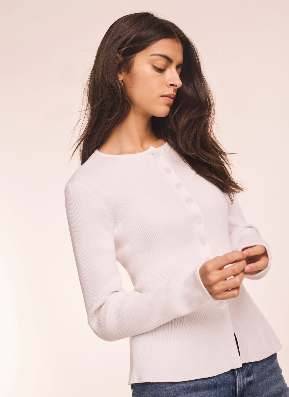 White Peplum Knit Cardigan
