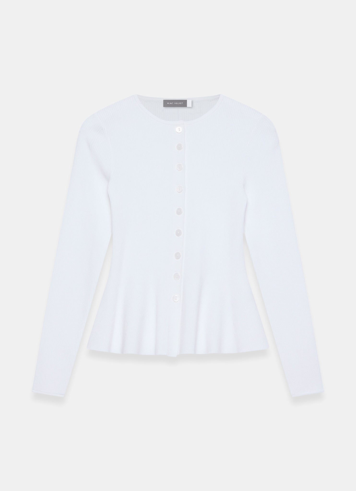 White Peplum Knit Cardigan – Mint Velvet