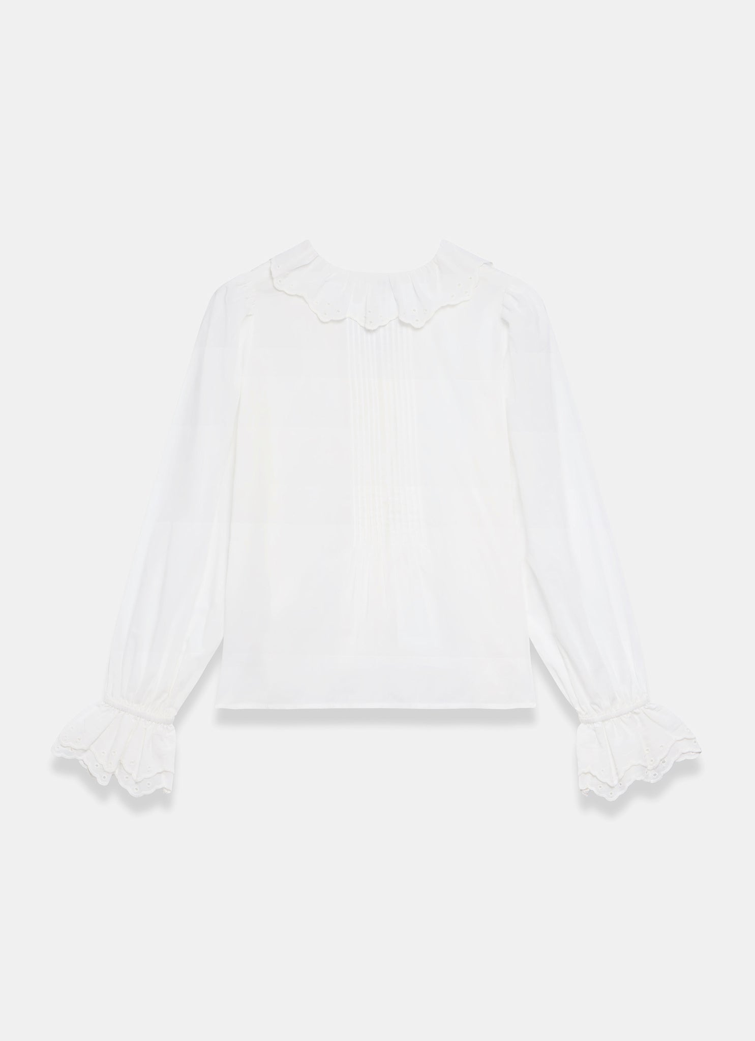 White Cotton Ruffle Trim Blouse – Mint Velvet