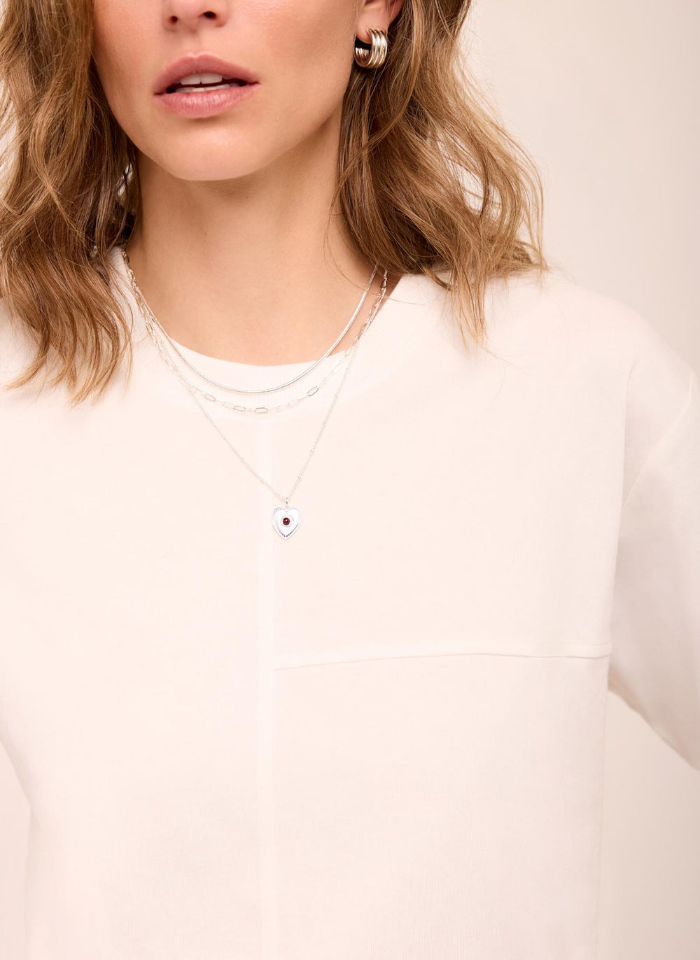 White Cotton Seam Detail T-shirt
