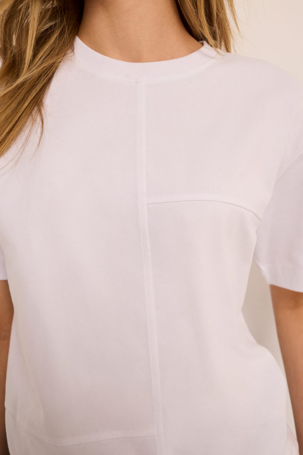 White Cotton Seam Detail T-shirt