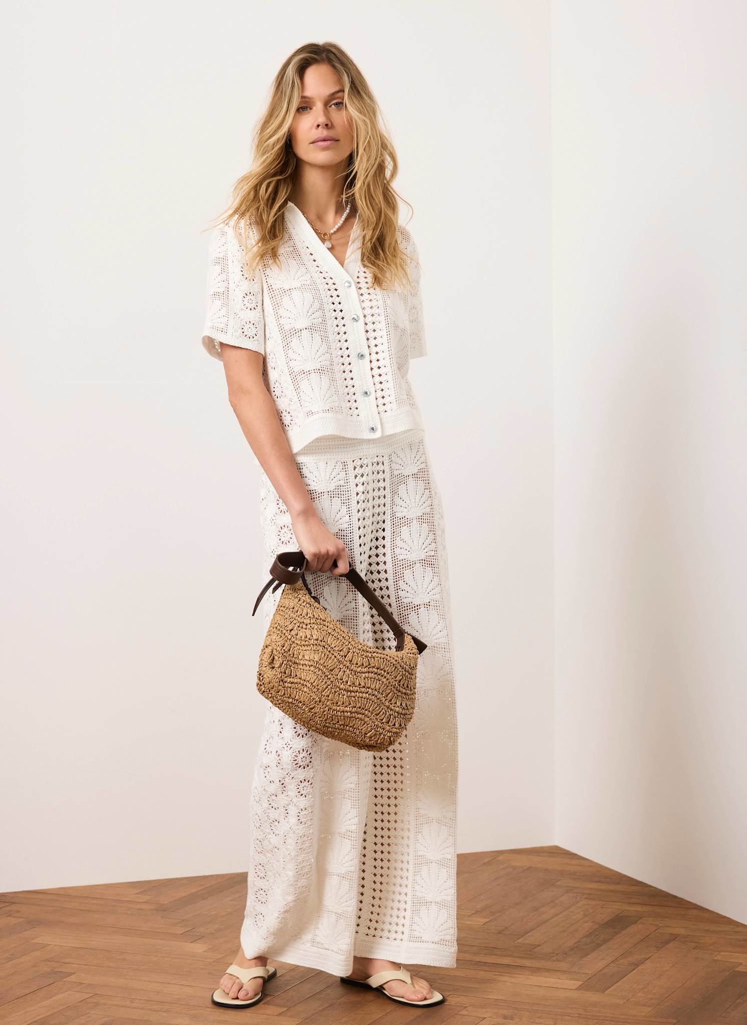 Cream Crochet Shell Trousers – Mint Velvet