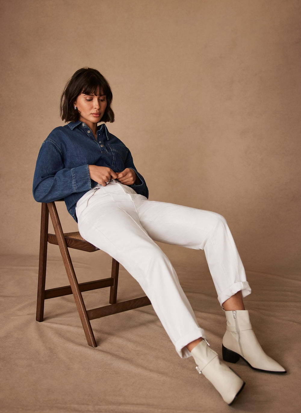 White Sculpting Slim Biker Detail Jeans