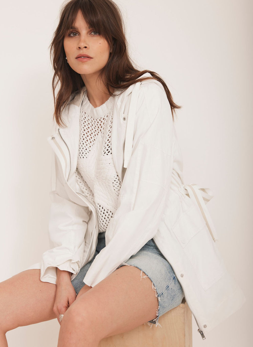 White Lightweight Hooded Parka