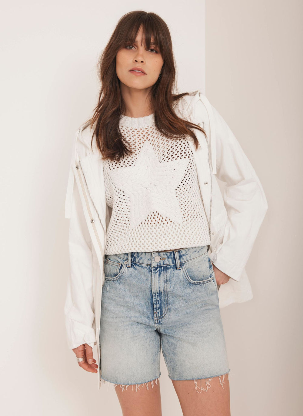 White Lightweight Hooded Parka