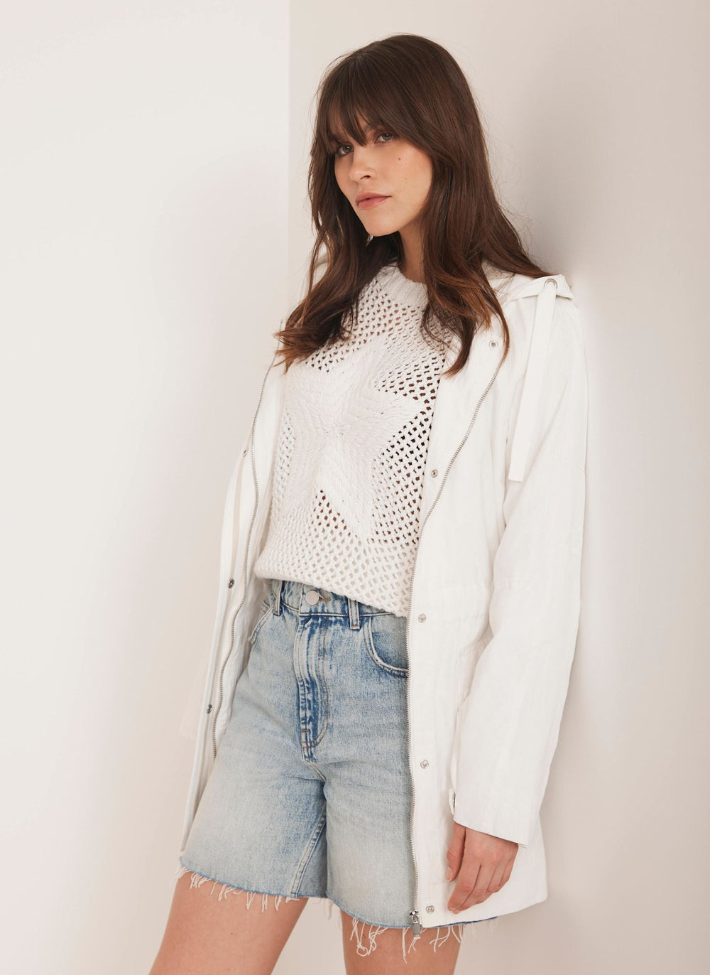 White Lightweight Hooded Parka