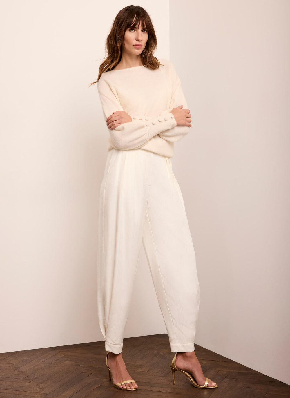 White Tailored Balloon Trousers