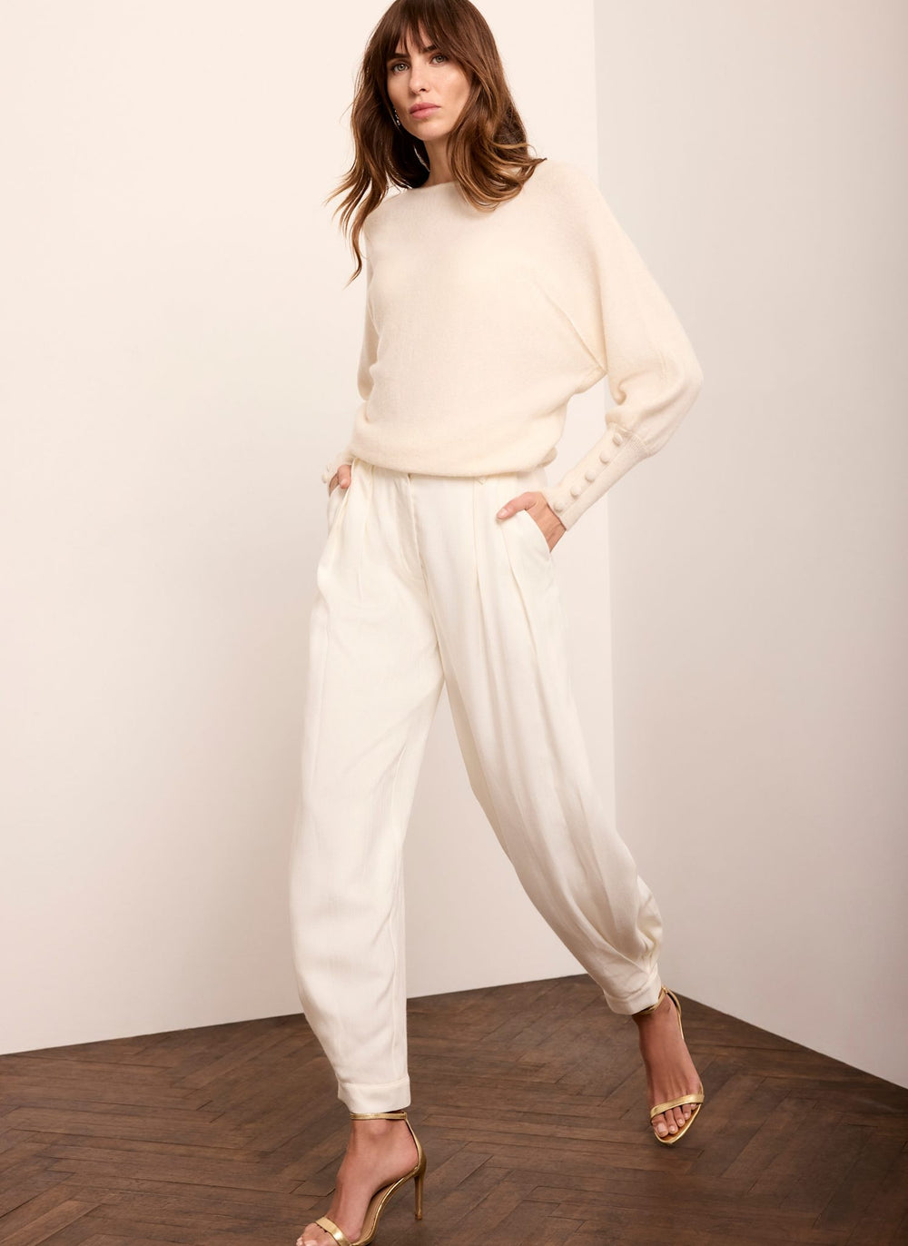 White Tailored Balloon Trousers