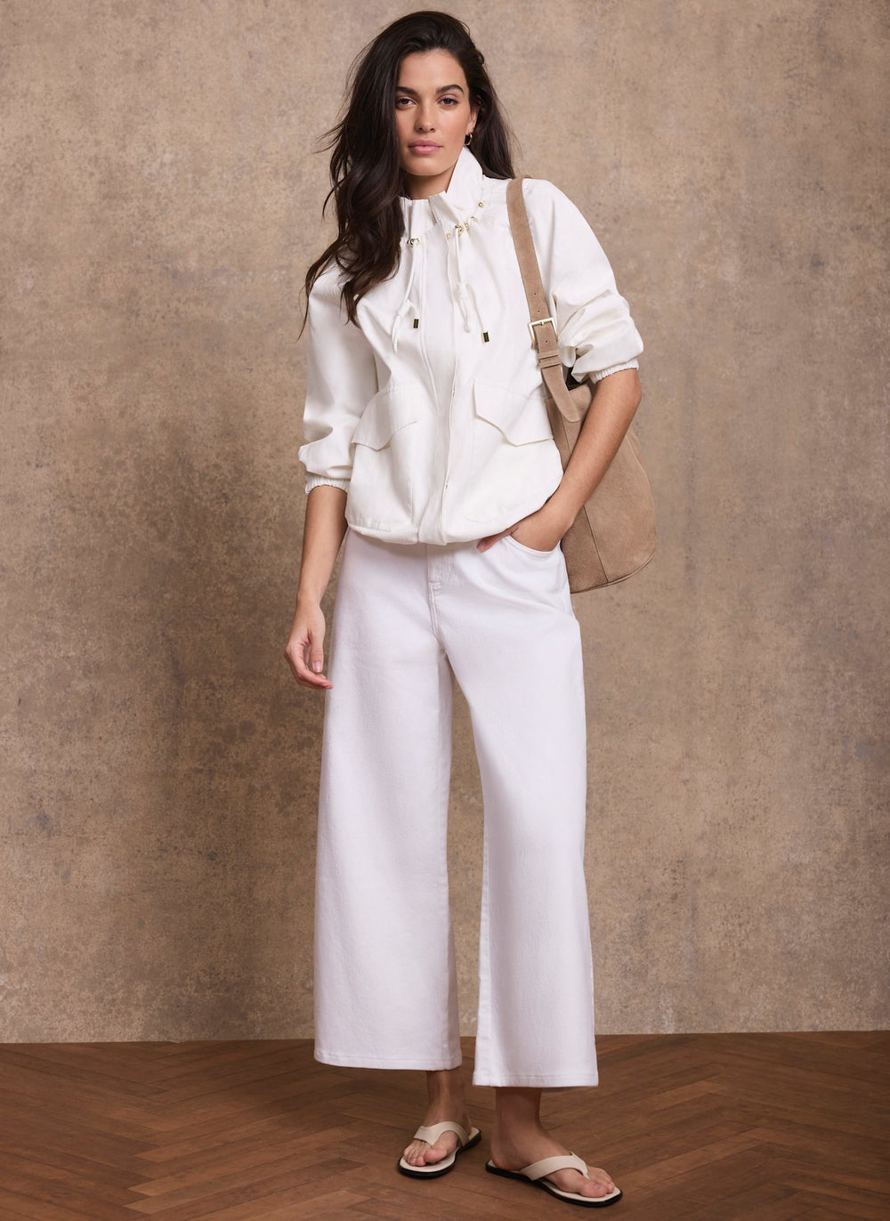 White Cotton Blend Technical Jacket