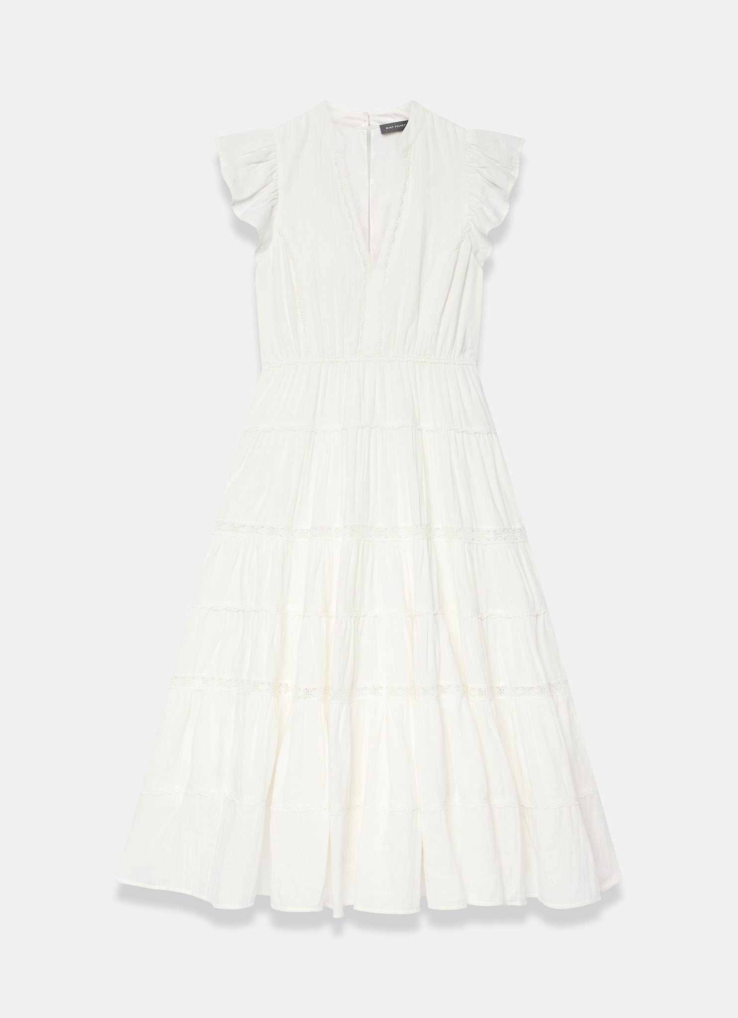 White Cotton Cheesecloth Tiered Midi Dress – Mint Velvet