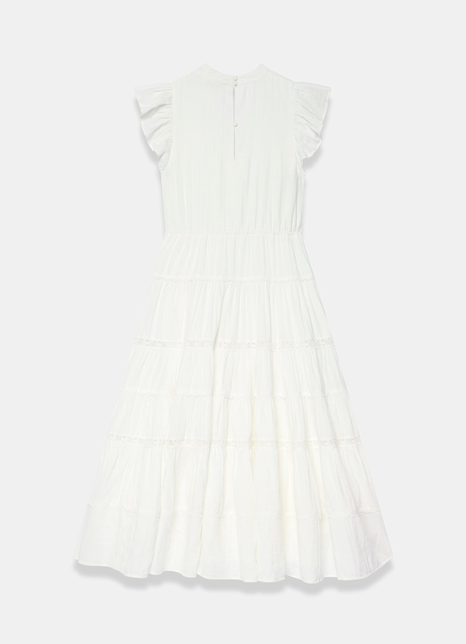 White Cotton Cheesecloth Tiered Midi Dress – Mint Velvet